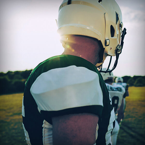 Image focused on Football player's shoulder