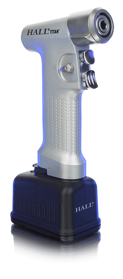 hall titan powered instrument system handheld device angled left showing insertion spot for blade